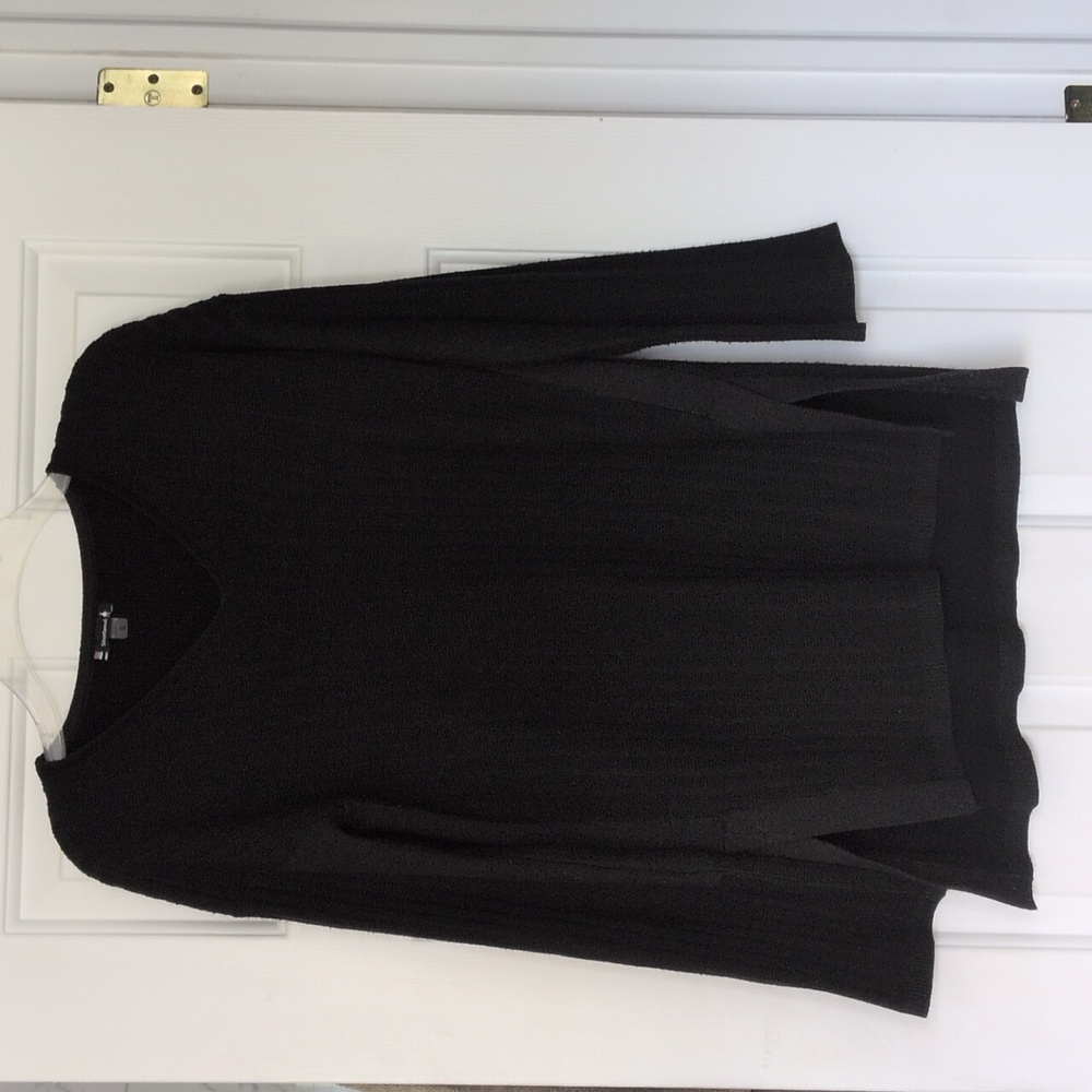 Smartwool Shadow Pine V Neck Sweater Womens Size Small Tunic Length Black Ribbed - Picture 3 of 9